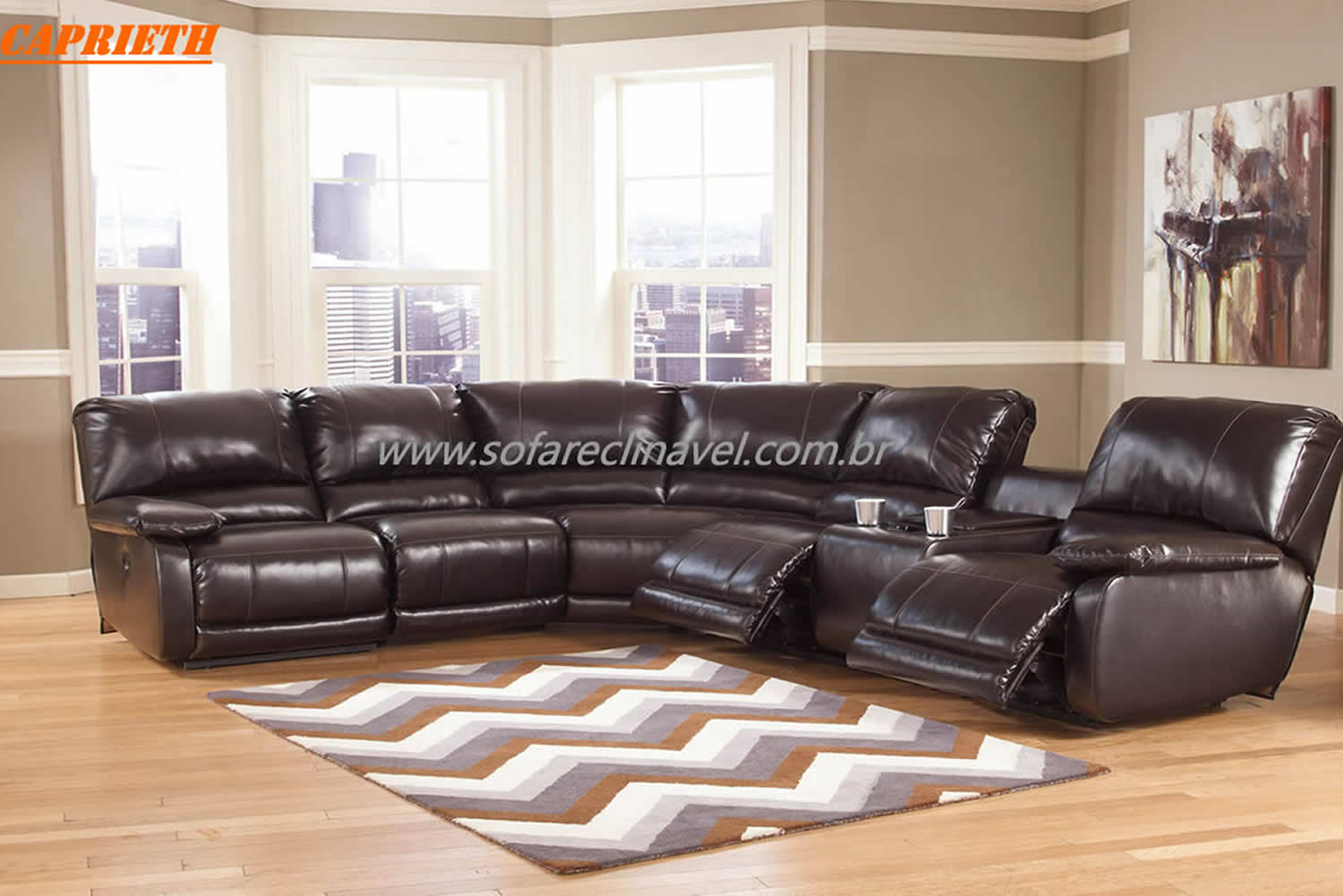 sofá de canto-reclinável