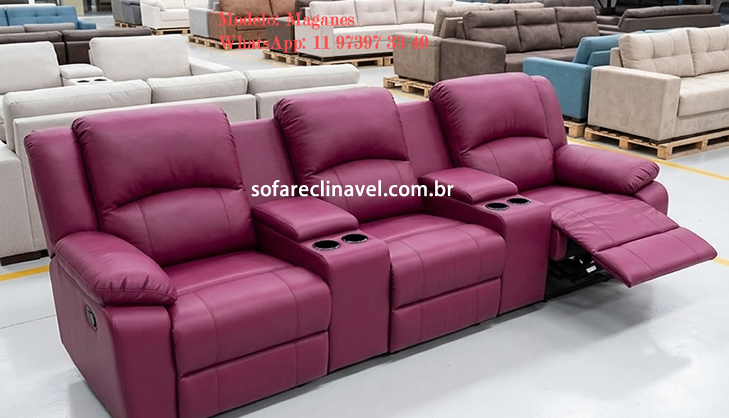 Sofá reclinável aconchegante e confortável para sala de estar familiar