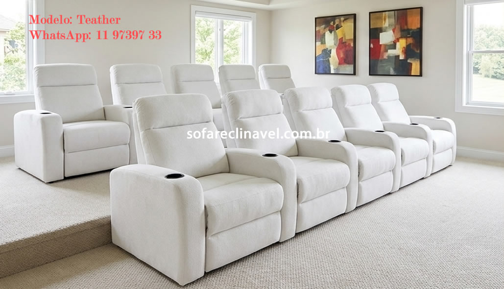 Sofá reclinável que abre para sala Sofá para sala de TV Branco
