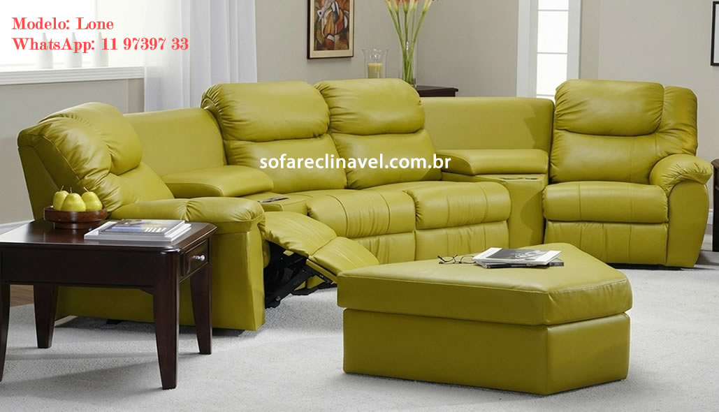 Sofá reclinável de quatro lugares para sala